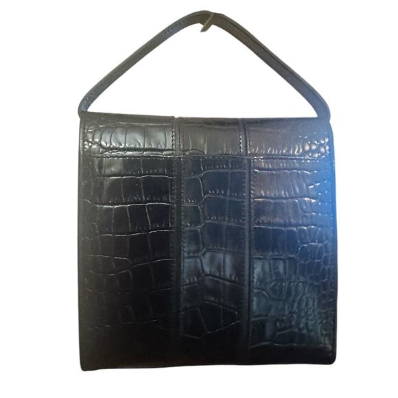 Brighton Black Croc Embossed Leather Crossbody Organizer Bag - Picture 2 of 14